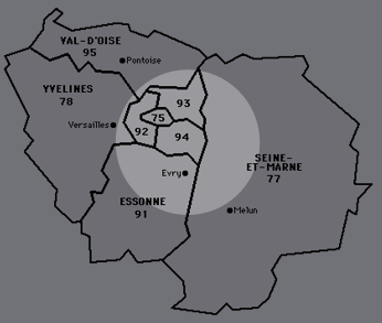 Carte de la zone  de couverture d'Ariadécor